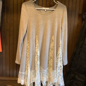 Tan and off white lace sweater